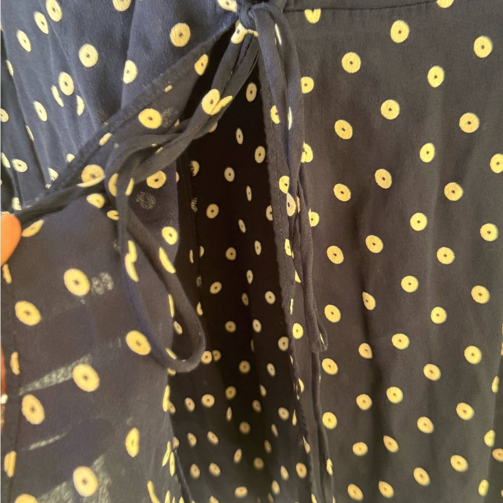 Reformation Long Sleeve Size Small (2-4) Navy and Cream White Polka Dot Dress - Picture 9 of 15